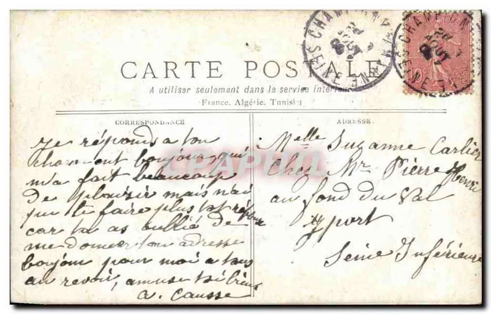 Um canto do Luxembourg — estátua e jardim — M.S.A. - Verso