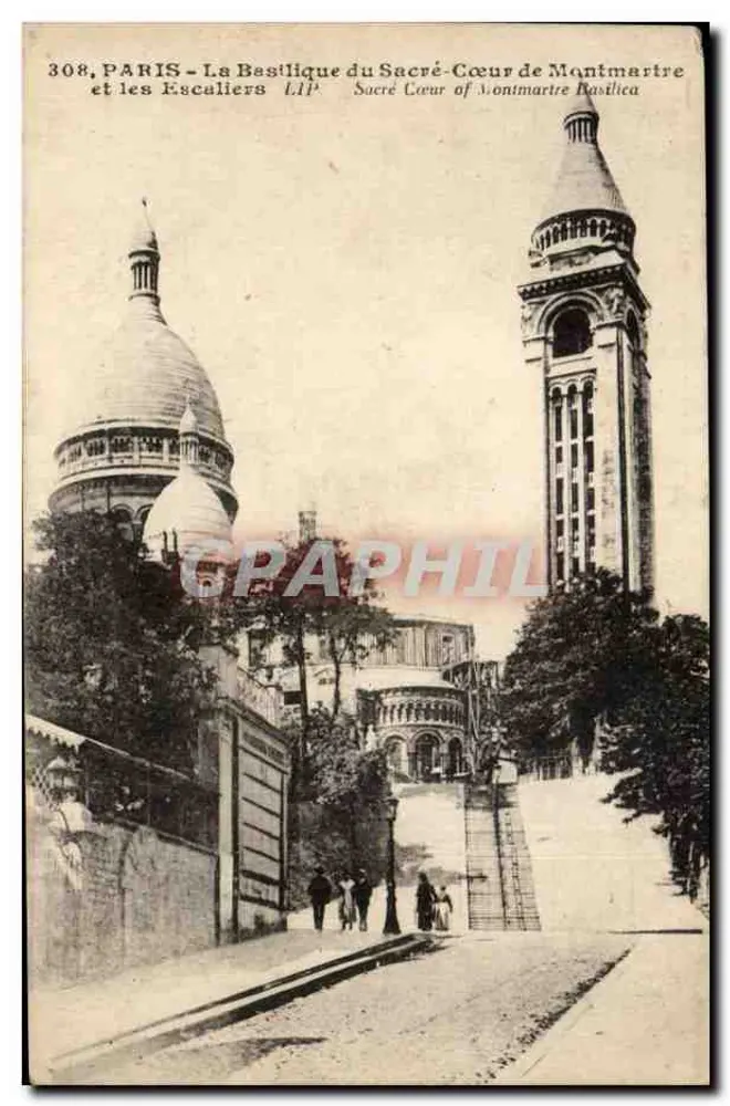 Paris - Die Basilika des Heiligen Herzens von Montmartre und die Treppen — Éditions Artistiques LIP - Vorderseite