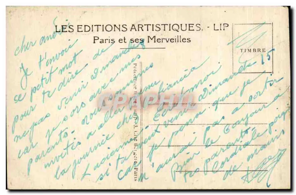 Paris - Die Basilika des Heiligen Herzens von Montmartre und die Treppen — Éditions Artistiques LIP - Rückseite