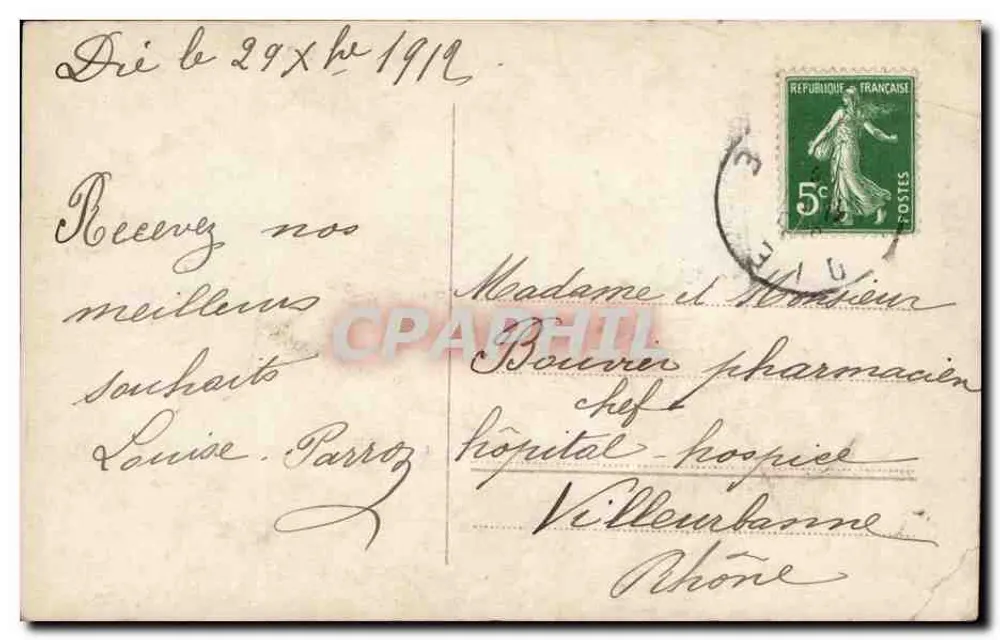 Guten Jahresbeginn — Kind in einem dekorierten Pferch — R&K 49068/2 - Rückseite