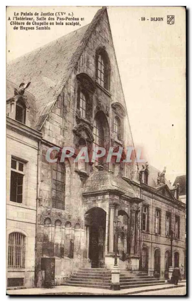 O Palácio de Justiça (século XV) — Interior, Sala dos Passos Perdidos e Cerca da Capela esculpida por Hugues Sambin — Dijon, n°10 - Frente
