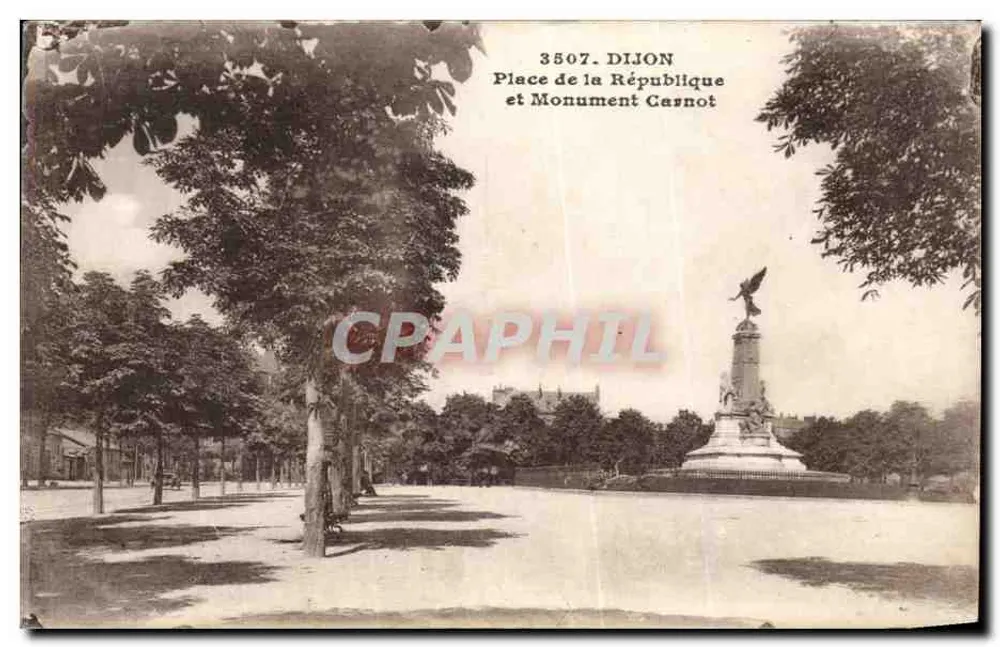 Dijon — Place de la République und Denkmal Carnot — Éditions C. L. E. Besançon n°3507 - Vorderseite