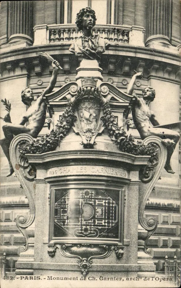 Paris - Monument de Charles Garnier, arquiteto do Ópera - editor anônimo, n° 482 - Frente