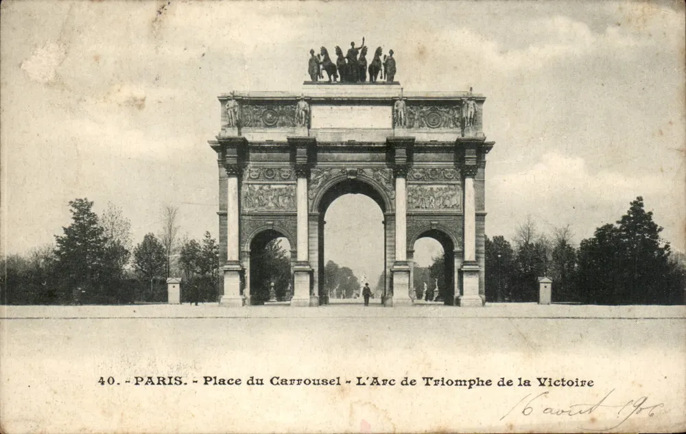Paris - Place du Carrousel - Der Arc de Triomphe de la Victoire — anonymer Verleger, Nr. 40 - Vorderseite