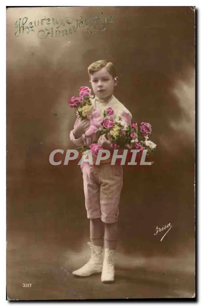 Kind mit Blumenbouquet — Studio Laurence Magnolia, Nr. 3117 - Vorderseite