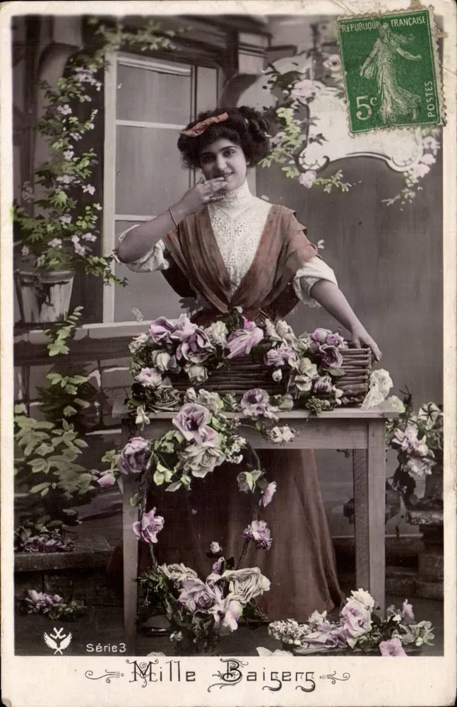 Frau mit einem Rosenkorb — Serie 3 — Mille Baigere - Vorderseite