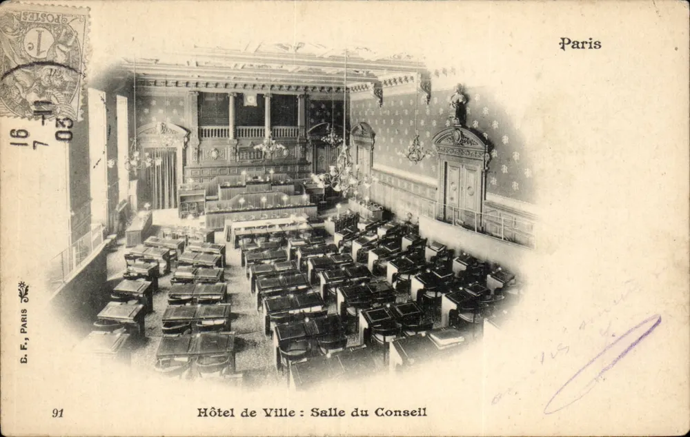 Rathaus: Ratssaal — Paris — Verlag B. F., Paris, n° 91 - Vorderseite