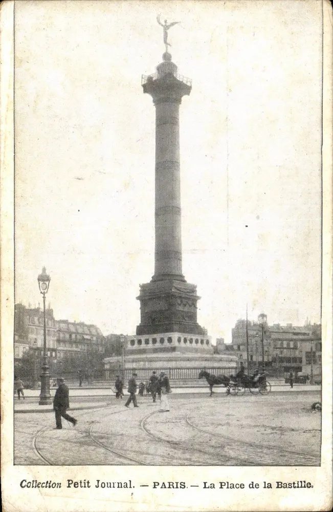 A Praça da Bastilha — Coluna da Bastilha — Coleção Petit Journal - Frente