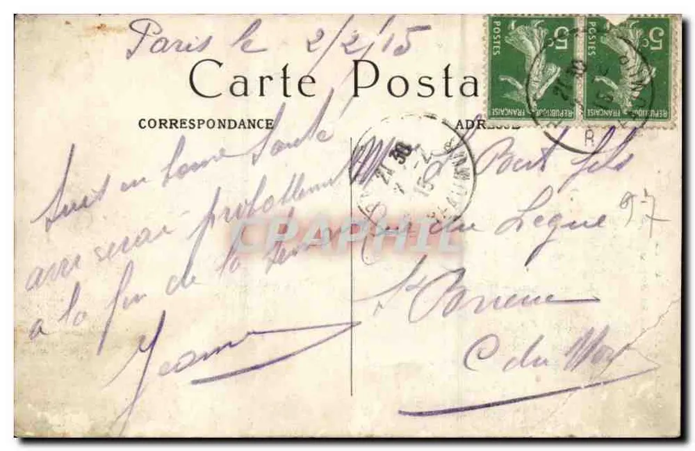 Parigi — Rue du Chevalier de la Barre — M. J. — n°653 - Verso