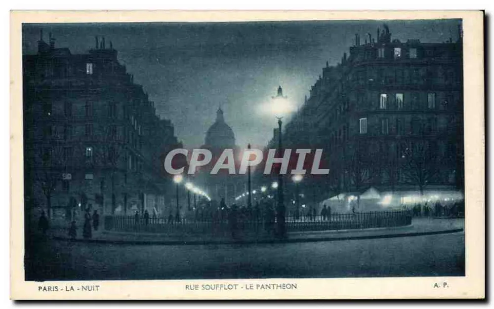 Paris - A Noite - Rue Soufflot - O Panthéon — A.P. - Frente