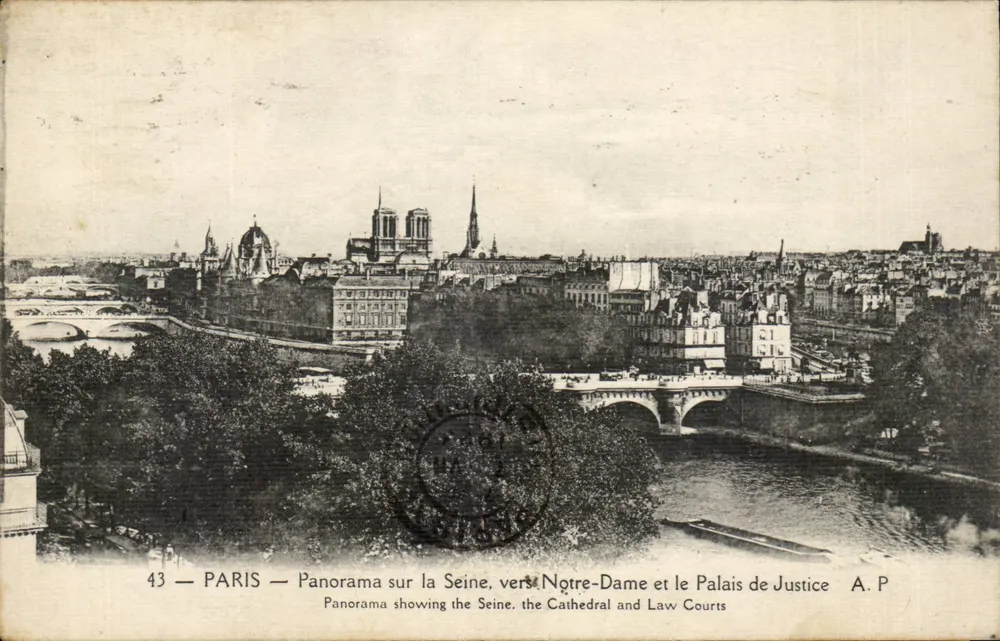 PARIS — Panorama über die Seine in Richtung Notre-Dame und Palais de Justice — A.P. n°43 - Vorderseite