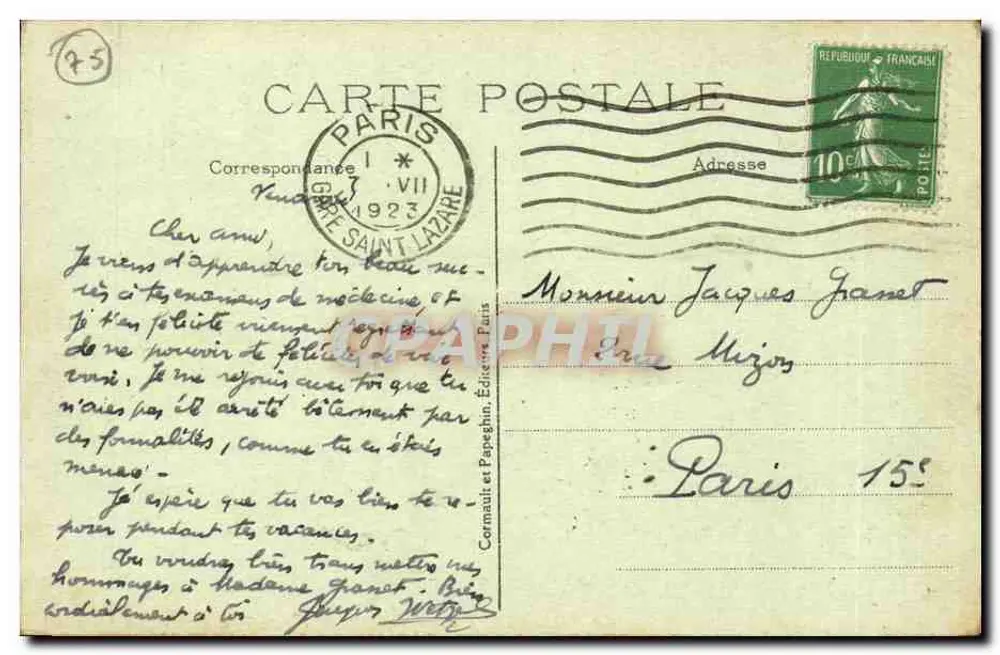 PARIS — Panorama über die Seine in Richtung Notre-Dame und Palais de Justice — A.P. n°43 - Rückseite