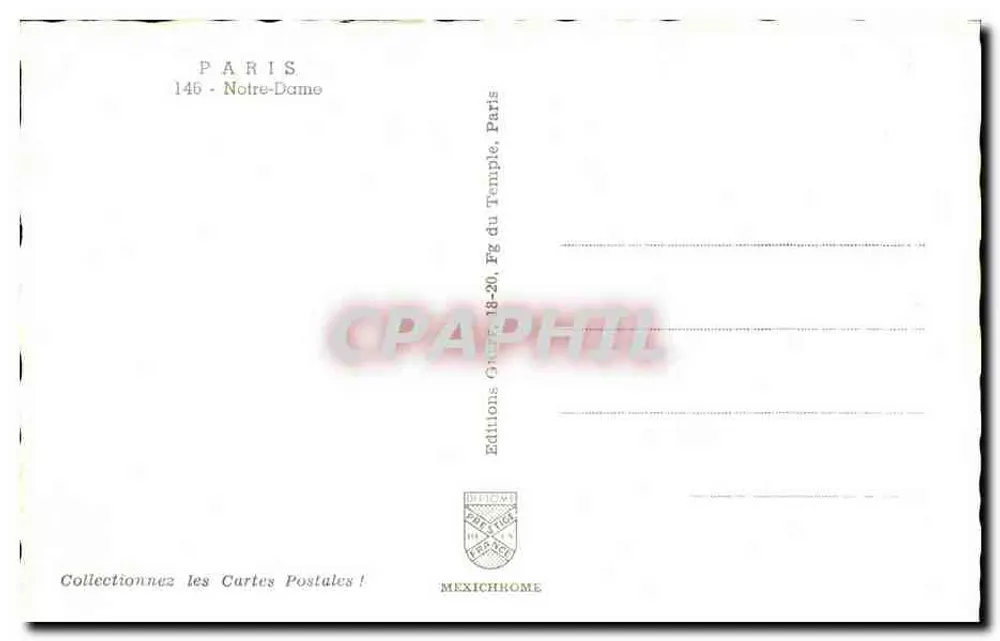 Notre-Dame de Paris — vista da fachada — Edições Mexichrome, n° 146 - Verso
