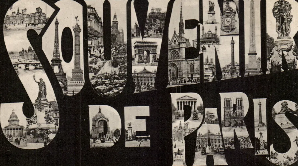 Souvenir de Paris — vista panorâmica dos monumentos — editor não visível - Frente