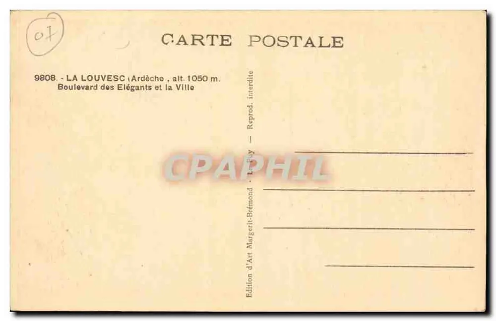 La Louvesc (Ardèche) — Boulevard des Élégants und die Stadt — Edition d'Art Margerit-Brémond - Rückseite