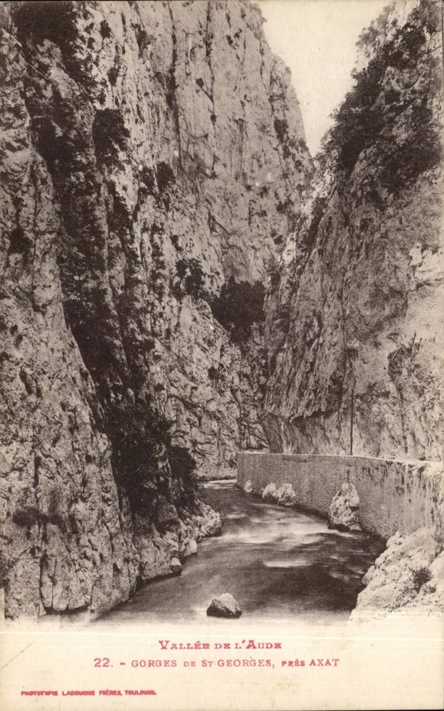 St-Georges Schlucht, nahe Axat — Tal der Aude — Phototype Lagouche, Nr. 22 - Vorderseite