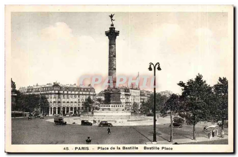 Plac Bastilli — Paryż — wydawca A. Leconte, n° 45 - Awers