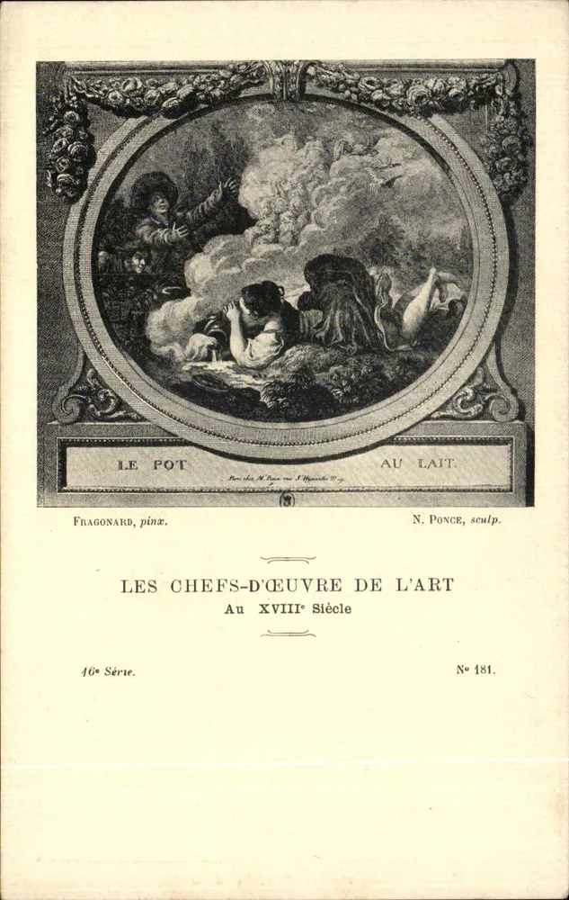 Der Milchkübel — Werk von Fragonard und N. Ponce — 16. Serie, Nr. 181, 'Kunstwerke der Kunst im 18. Jahrhundert' - Vorderseite