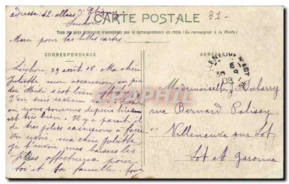 Die Pyrenäen (1. Serie) — Straße der Lys-Tal — Gouffre Marie-Louise — Phototype Labouche Frères, Toulouse - Rückseite