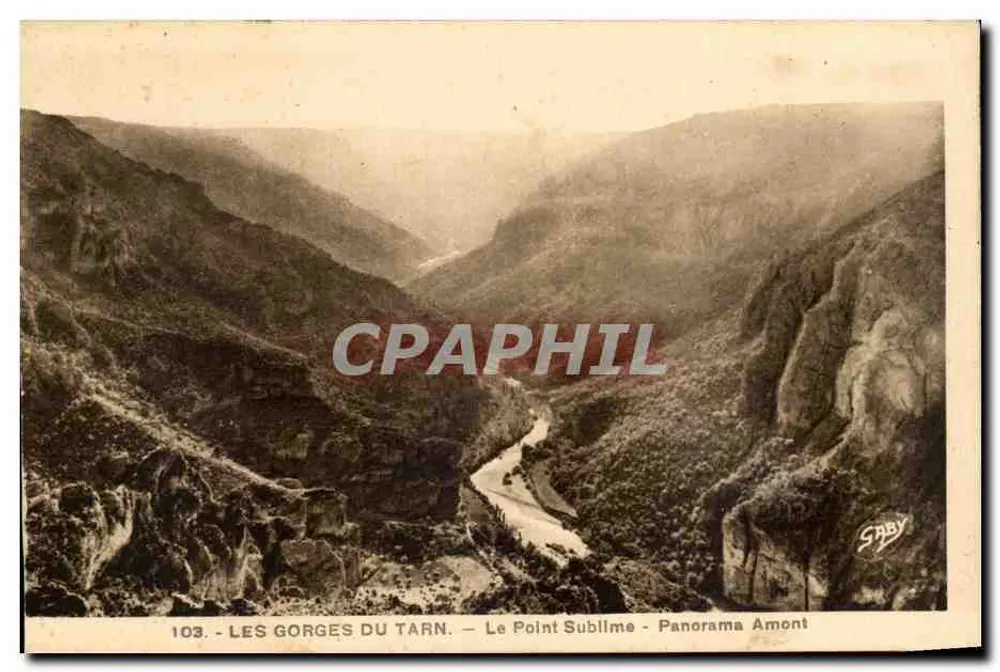 As Gorges do Tarn — O Ponto Sublime — Panorama a Montante — Saby - Frente