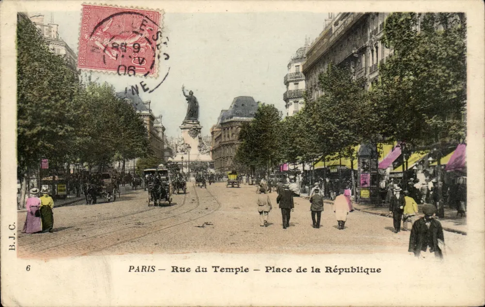 Paris — Rue du Temple — Place de la République — B.J.C. n°6 - Frente