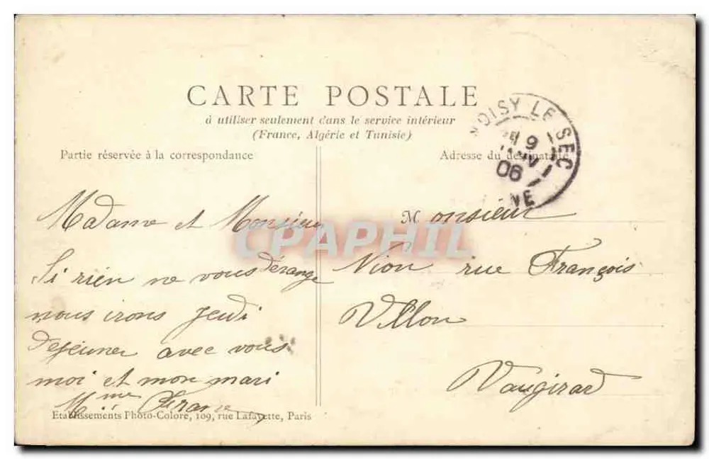 Paris — Rue du Temple — Place de la République — B.J.C. n°6 - Verso