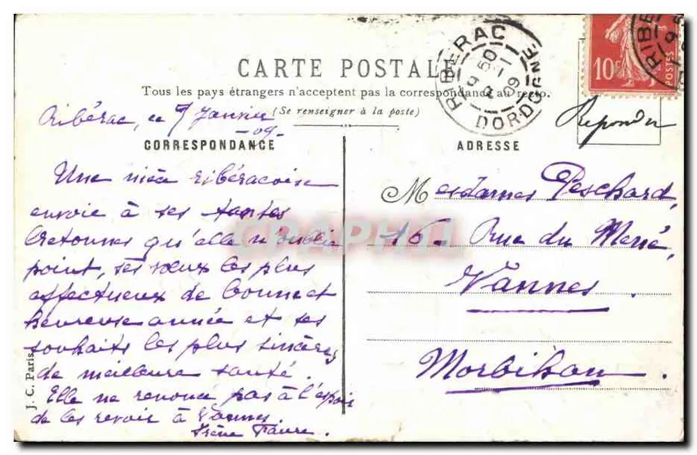 Büschel Violets — Frohe Neujahr — Französische Republik - Rückseite
