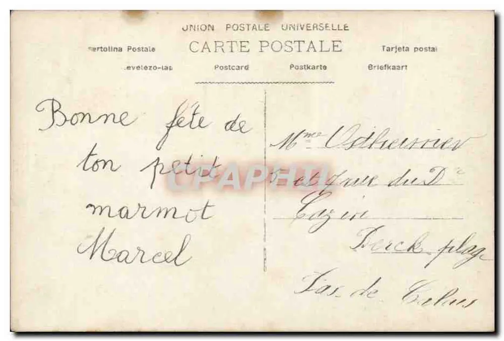 Kind im Kostüm — mit Blumen und Text 'Bonne Fête' — unbekannter Verlag, Nr. 157 - Rückseite