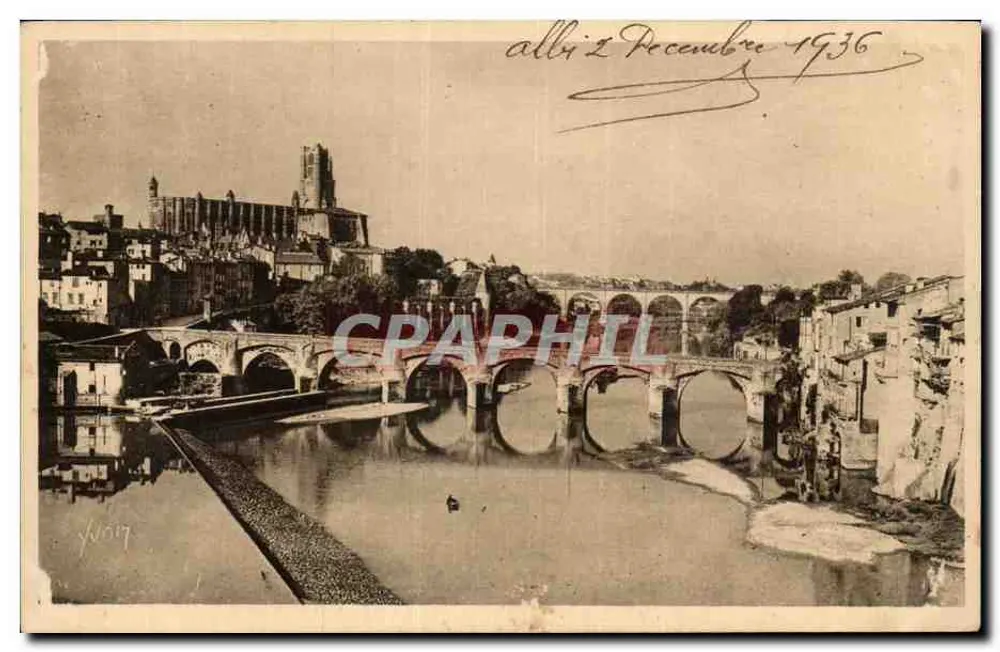 Albi — Der alte Brücke und die Kathedrale Saint-Cécile — La Douce France - Vorderseite