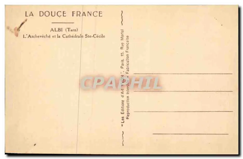 Albi (Tarn) — Das Erzbischöfliche Palast und die Kathedrale Ste-Cécile — Les Éditions d'Art Yvon, Paris - Rückseite