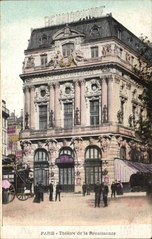 PARIS - Théâtre de la Renaissance — façade ornée de sculptures et enseigne « RENAISSANCE » - Frente