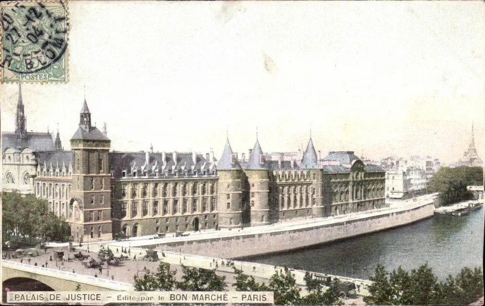 Palácio de Justiça — vista da Seine — editado pelo Bon Marché - Paris - Frente