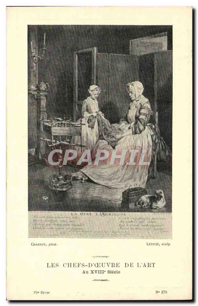 Die Mutter Sornieuse — Szene des täglichen Lebens — Meisterwerke der Kunst, Serie 24, Nr. 279 - Vorderseite