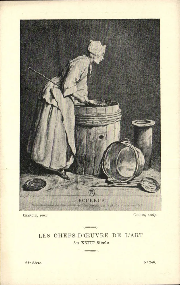 Die Wäscherin — Werk von Chardin, gestochen von Cochon — Serie 21, Nr. 246 - Vorderseite