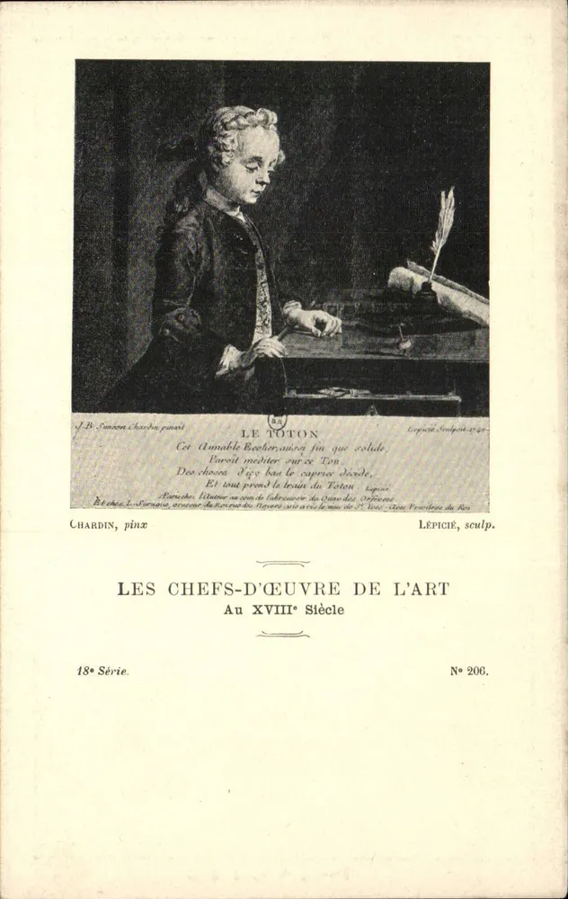 Le Toton — Kupferstich von Chardin — Serie 18, Nr. 206 — Meisterwerke der Kunst im 18. Jahrhundert - Vorderseite