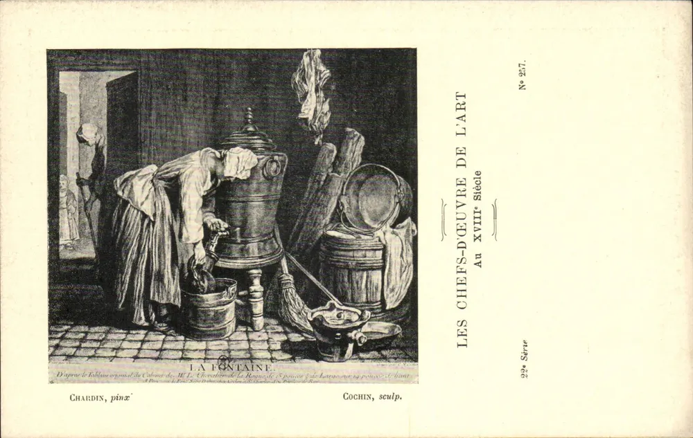 Die Fontaine — Nach dem Originalgemälde von Chardin — Cochin, Bildhauer — Serie 29, Nr. 257 - Vorderseite
