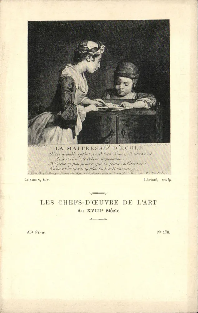 Die Lehrerin — Schule des 18. Jahrhunderts — Meisterwerke der Kunst, 15. Serie, Nr. 170 - Vorderseite