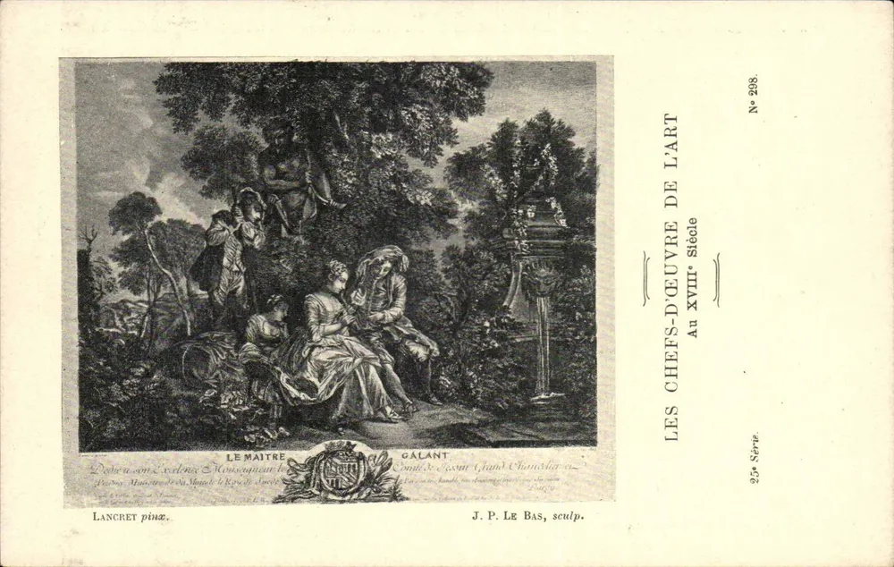 Der Meister und der Tapfere — Garten-Szene — J.P. Le Bas, Bildhauer — 25. Serie, Nr. 298 - Vorderseite