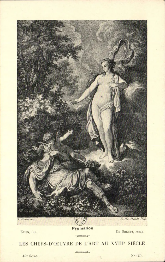 Pygmalion — mythologische Szene — Eisen, inv. und De Ghendt, Bildhauer — 40. Serie, Nr. 120 - Vorderseite