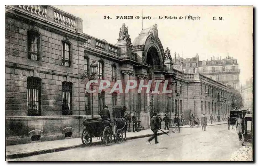 Paris (8º arrondissement) — O Palácio do Élysée — C. M. - Frente