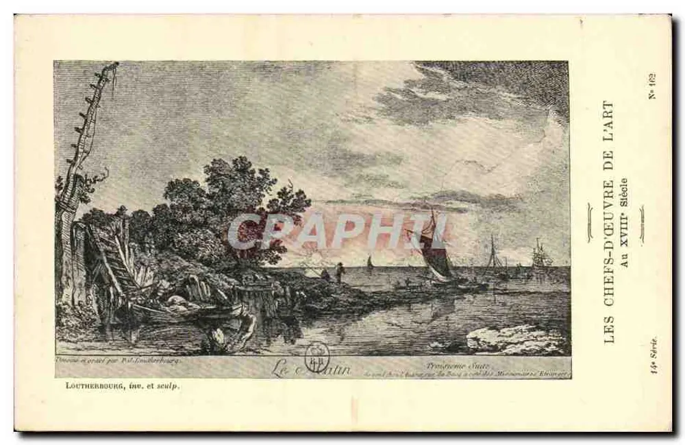 Le Chétin — Seeblick — Louthierbourg, inv. und sculp. — Meisterwerke der Kunst, 14. Serie, Nr. 102 - Vorderseite