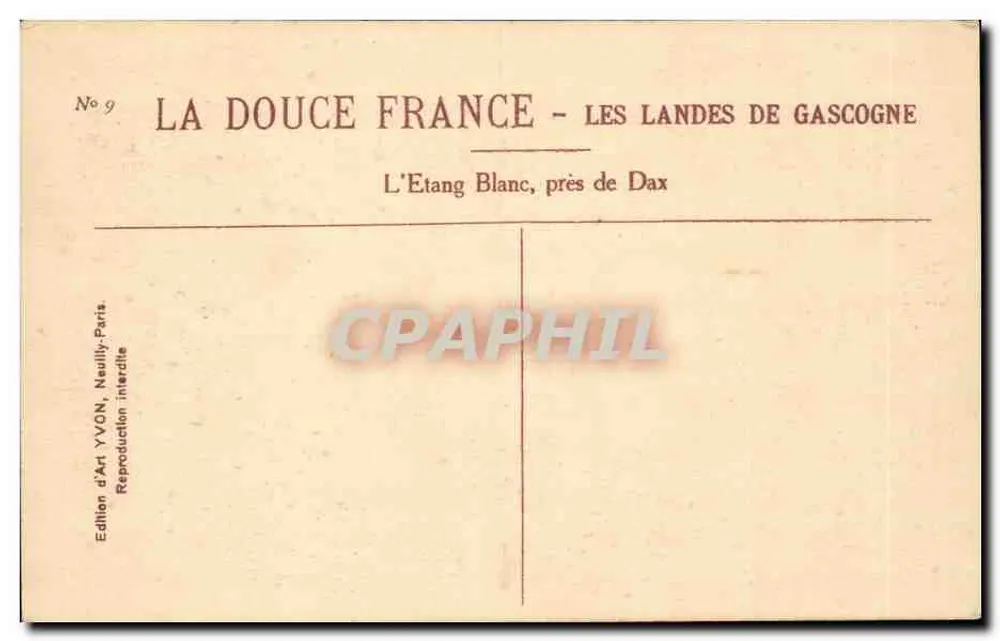 L'Etang Blanc in der Nähe von Dax — Les Landes de Gascogne — Kunstausgabe YVON - Rückseite