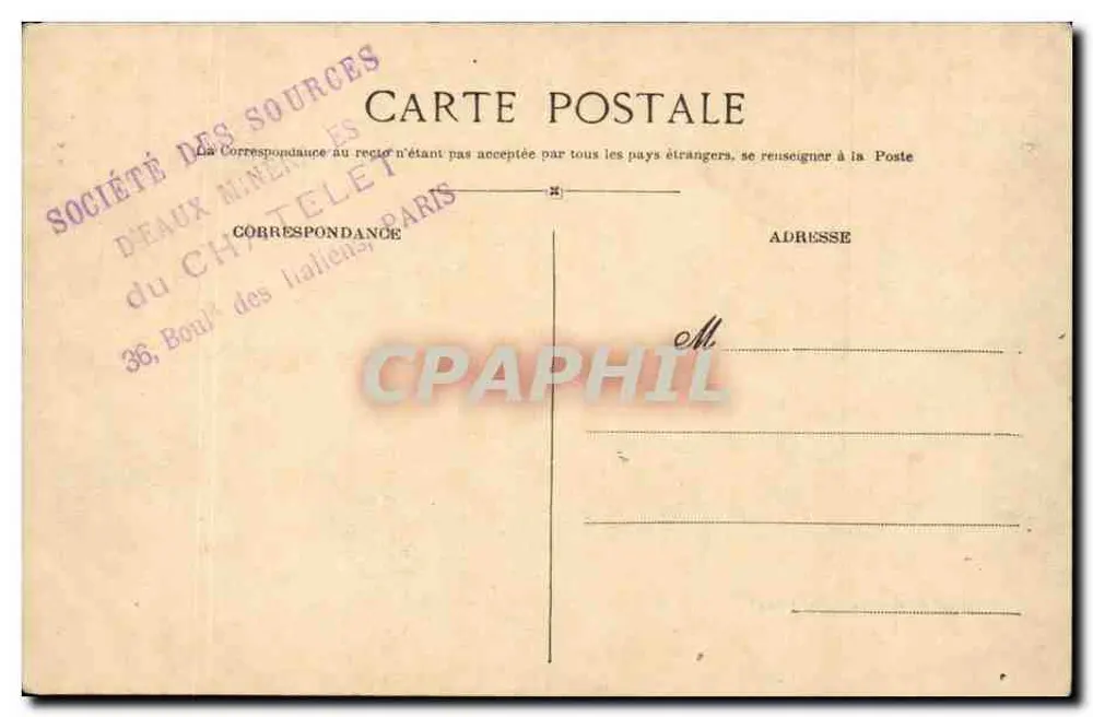 Évian-les-Bains — Einrichtungen und Quellen von Châtelet — Ansicht des Parks — S. Fargues, Verlag Lyon, Nr. 4 - Rückseite