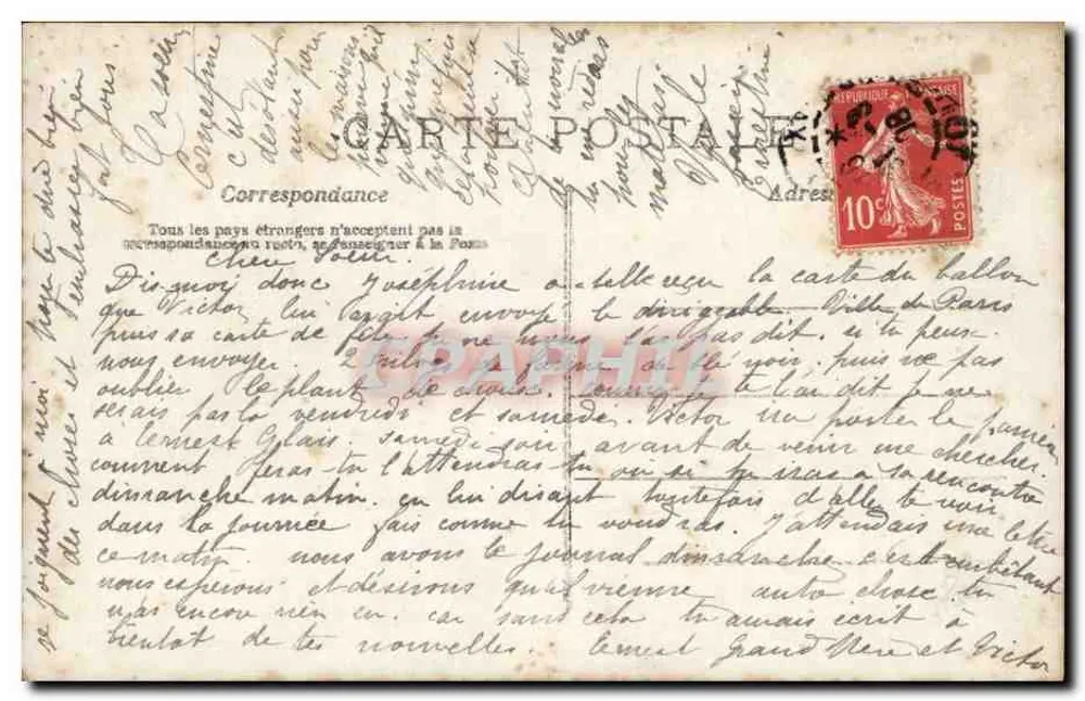 Kleiner Ernest an seine Mama — 1. APRIL 1908 — A.N. PARIS n° 585 - Rückseite