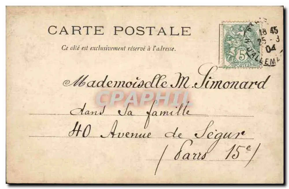 Kind in Predigerkleidung — handschriftlicher Text — A.N. PARIS - Rückseite