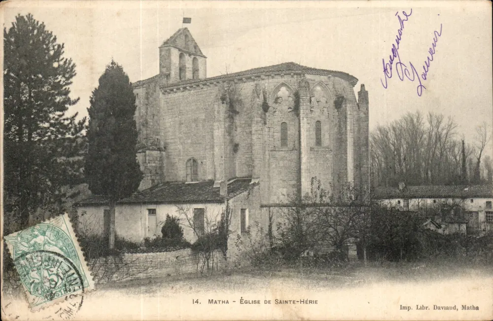 Matha - Igreja de Santa Hérie — Imp. Libr. Daviaud, Matha, n°14 - Frente