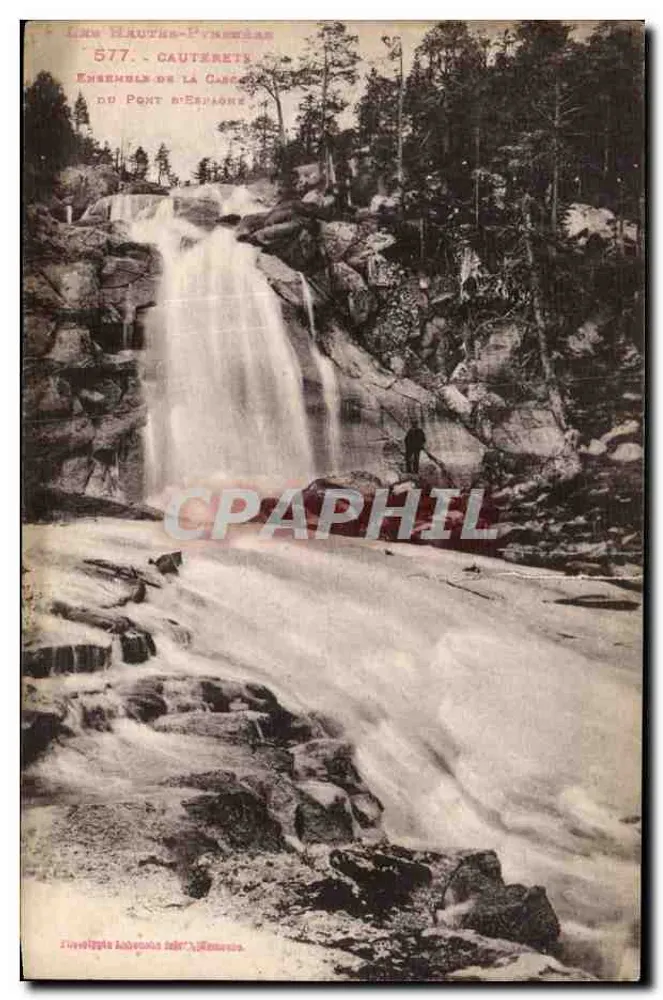 Cauterets — Conjunto do Pont d'Espalion — Editor L. Hautes-Pyrénées, n° 577 - Frente