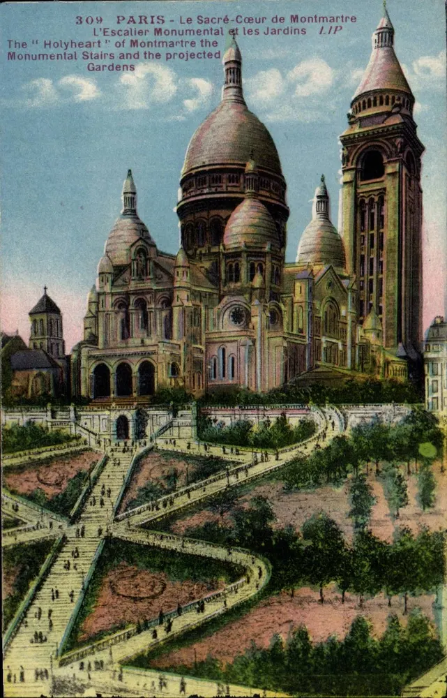 Paris - O Sagrado Coração de Montmartre — A Escada Monumental e os Jardins — Edições Artísticas LIP, n°309 - Frente