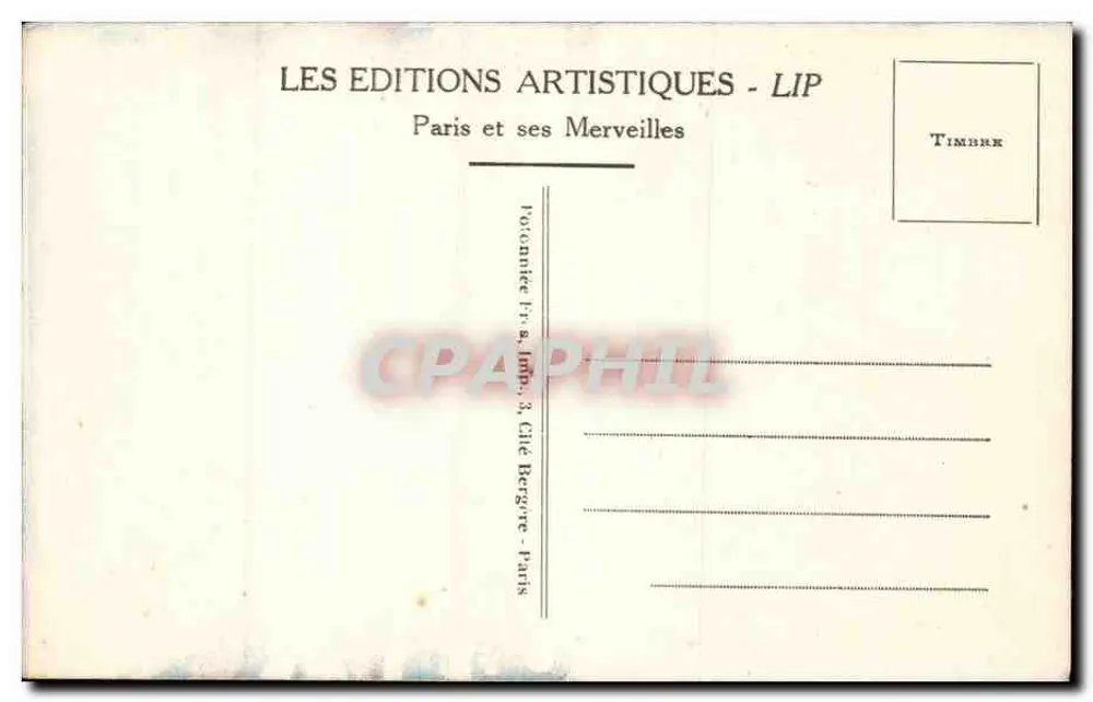 Paris - O Sagrado Coração de Montmartre — A Escada Monumental e os Jardins — Edições Artísticas LIP, n°309 - Verso