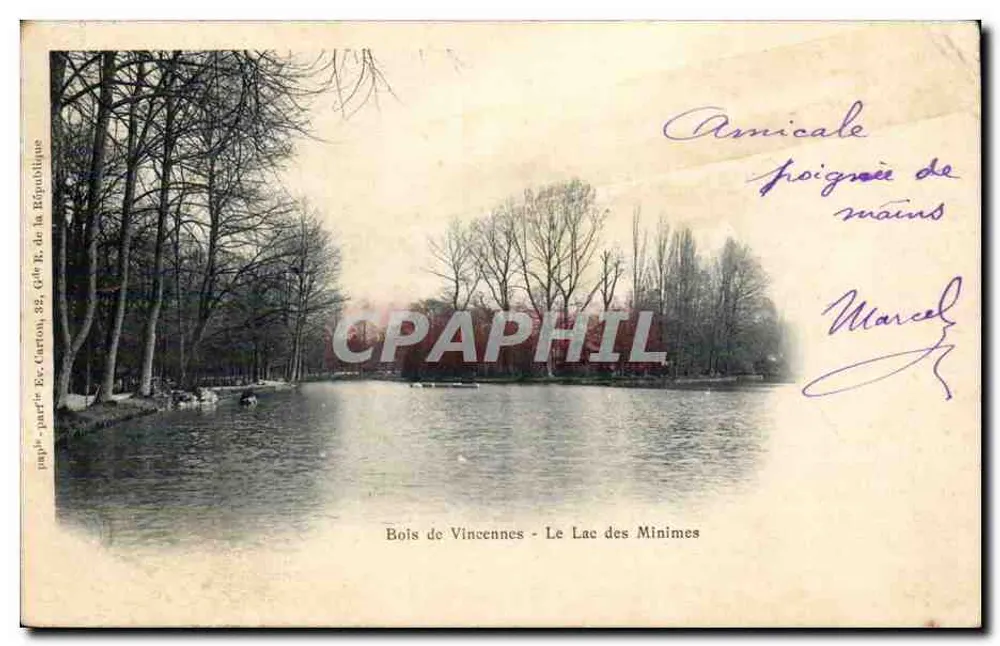 Bois de Vincennes - Der See der Minimes — Verlag A. Breger Frères, pluk - Vorderseite
